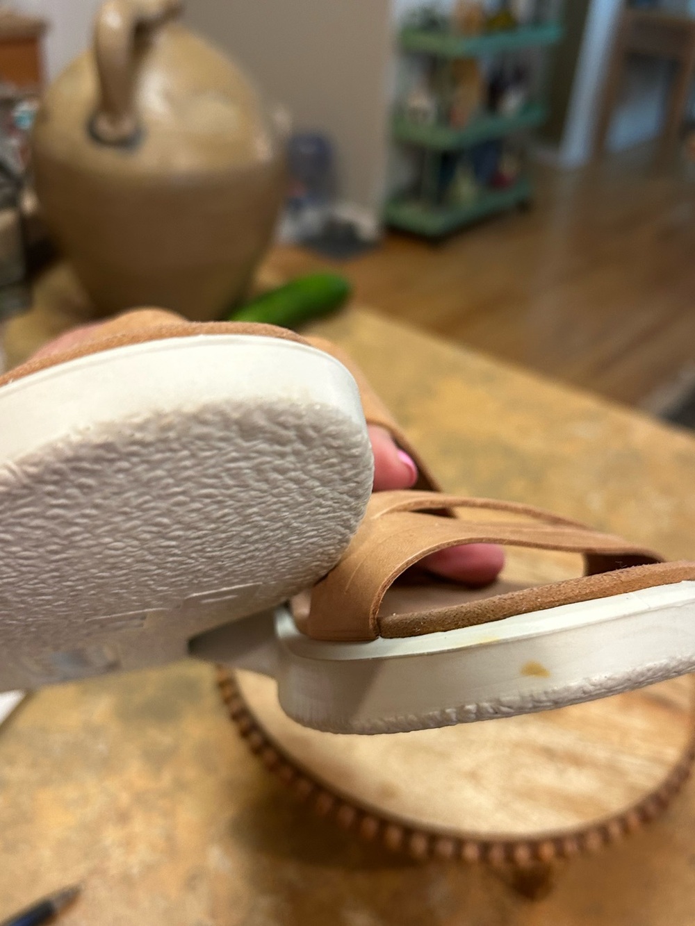 Ecco Flowt Tan Leather Slide Sandals - Picture 9 of 9